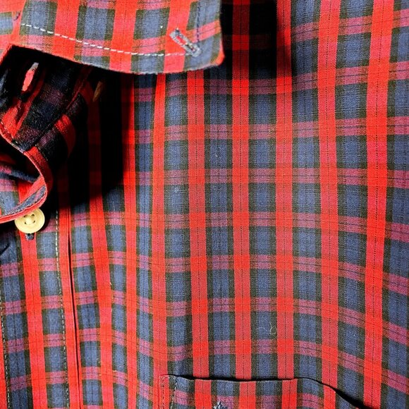 Dockers Mens Button Down Shirt Red Blue Plaid Casual Shirt 2XL u - Picture 6 of 10
